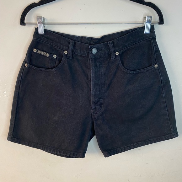 Vintage Calvin Klein Black Mom Shorts High Waisted Button Fly Denim Size 9 (29W) - Picture 2 of 14